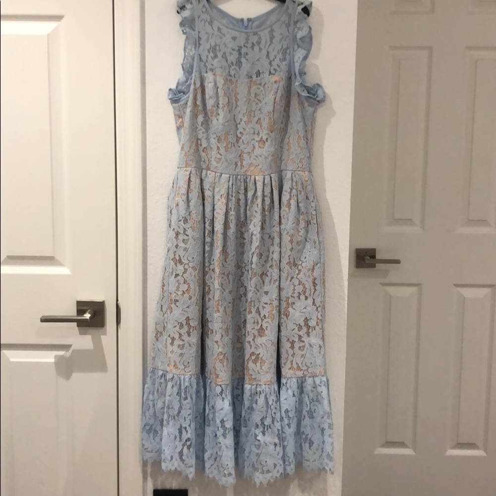Eliza J, Baby blue lace midi dress, size 2